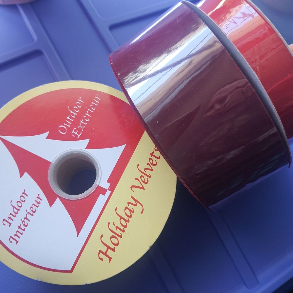 Lot Of 3 Velvet Ribbon 75 Yards Indoor Outdoor Flocked Christmas Unwired